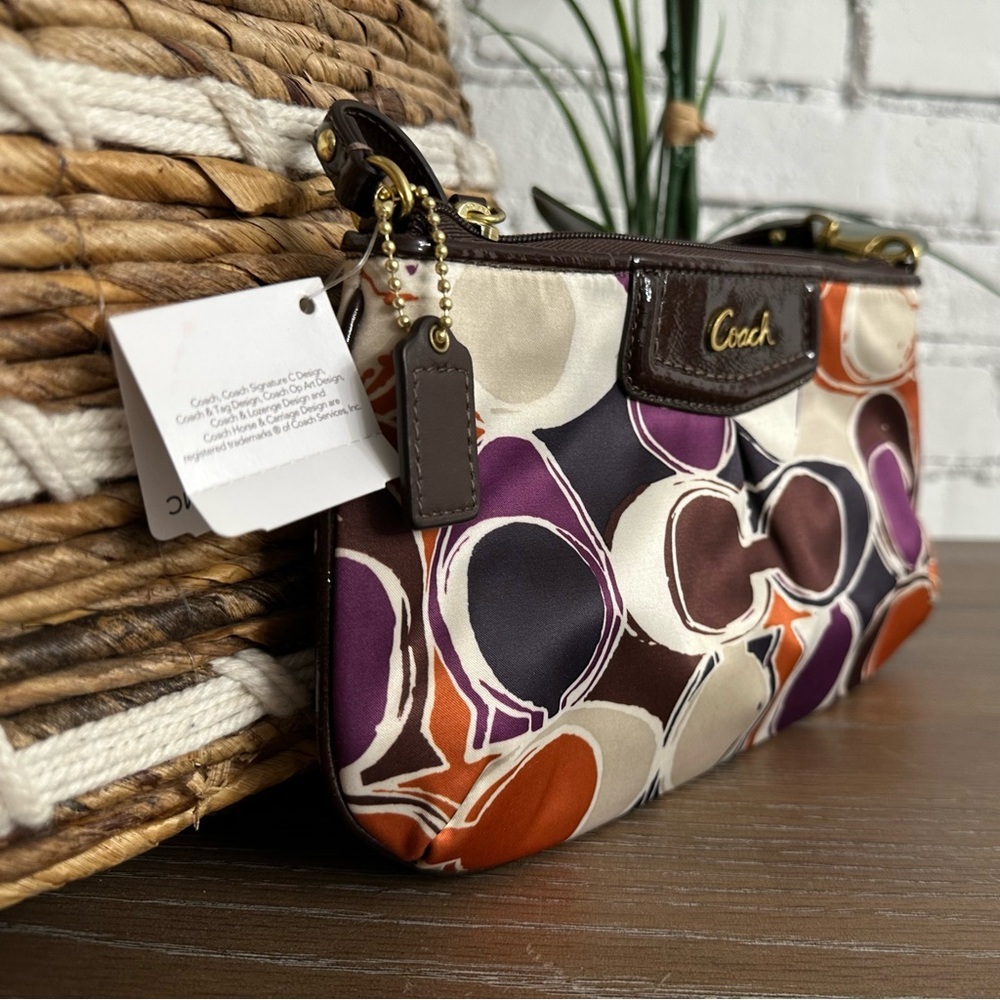 Coach Ashley Scarf Print Signature Logo Satin Shoulder Wallet - Picture 4 of 8